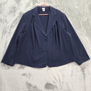 Just‎ My Size Blazer Womens 24W Blue Stretch Suit Jacket Office Workwear Casual